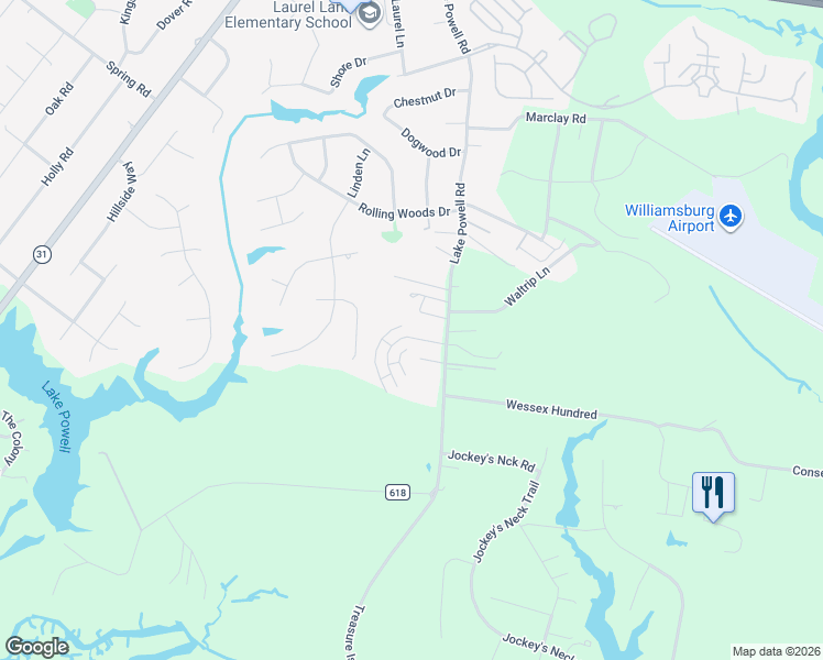 map of restaurants, bars, coffee shops, grocery stores, and more near 5567 Brixton Road in Williamsburg