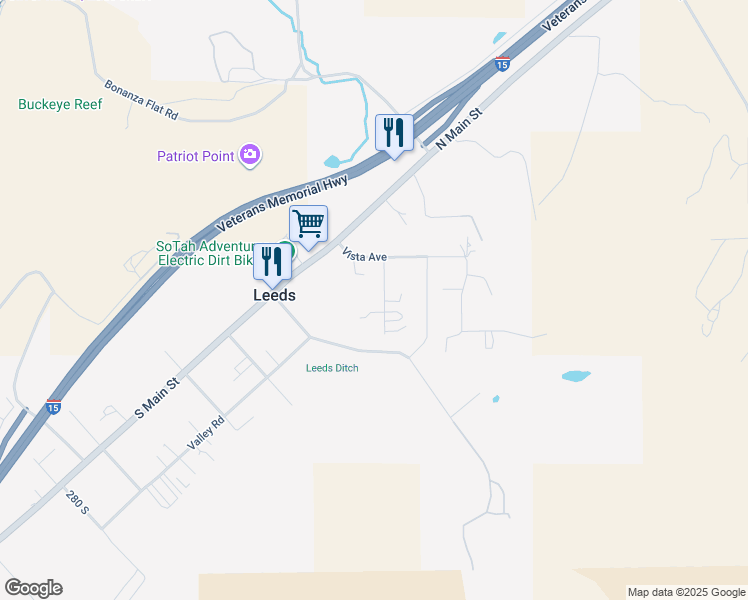 map of restaurants, bars, coffee shops, grocery stores, and more near 245 Mesa View Avenue in Leeds