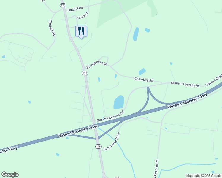 map of restaurants, bars, coffee shops, grocery stores, and more near Meeks Lane in Graham