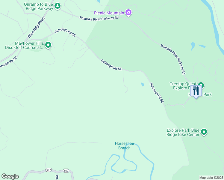map of restaurants, bars, coffee shops, grocery stores, and more near 3653 Rutrough Rd in Roanoke