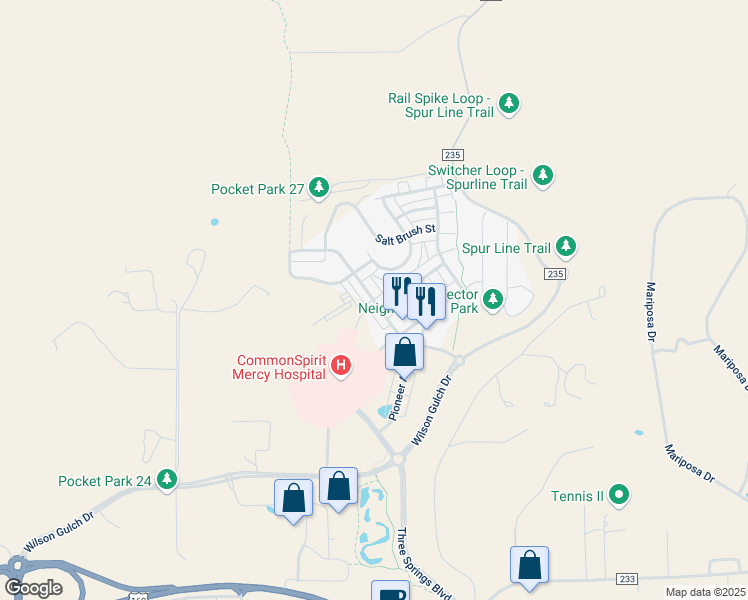 map of restaurants, bars, coffee shops, grocery stores, and more near Confluence Avenue in Durango
