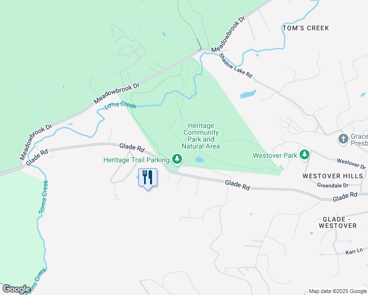 map of restaurants, bars, coffee shops, grocery stores, and more near 2300 Glade Road in Blacksburg