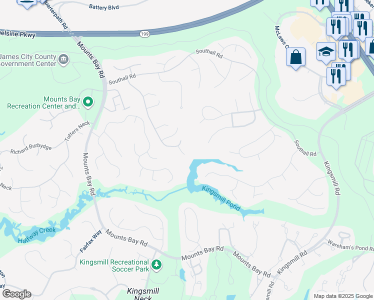 map of restaurants, bars, coffee shops, grocery stores, and more near 144 Macaulay Road in Williamsburg