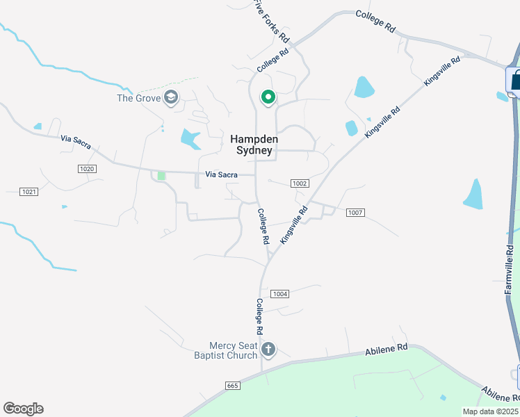 map of restaurants, bars, coffee shops, grocery stores, and more near College Road in Farmville