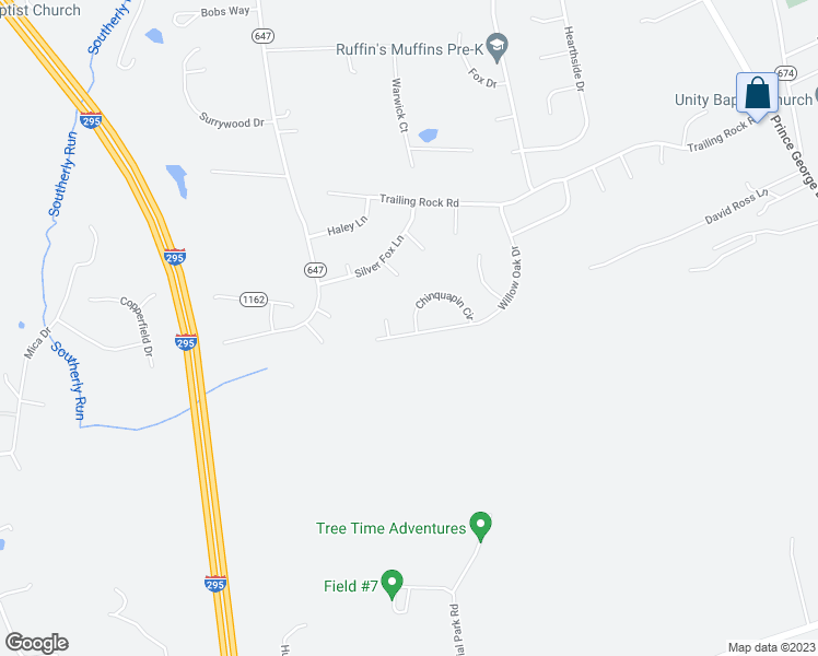 map of restaurants, bars, coffee shops, grocery stores, and more near 6040 Chinquapin Circle in Prince George