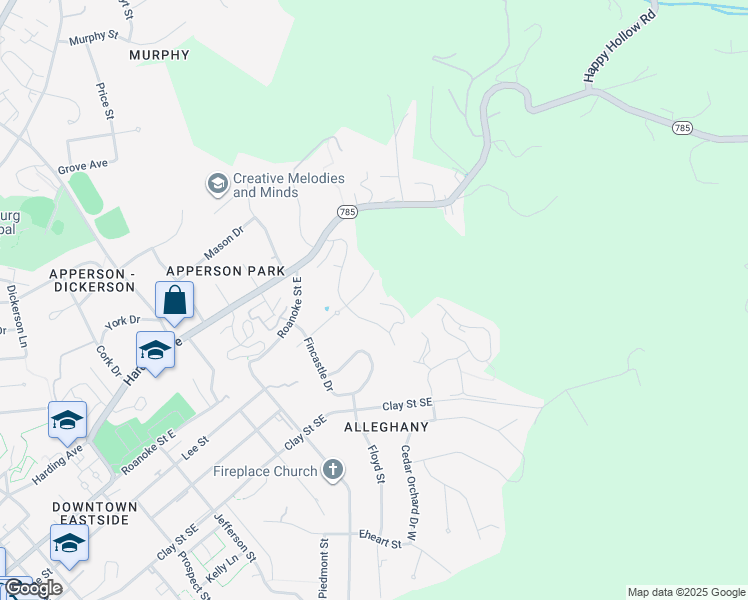 map of restaurants, bars, coffee shops, grocery stores, and more near 901 Ascot Lane in Blacksburg