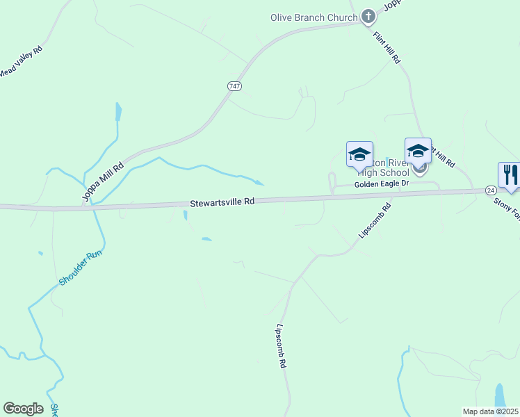 map of restaurants, bars, coffee shops, grocery stores, and more near 5474 Stewartsville Road in Moneta