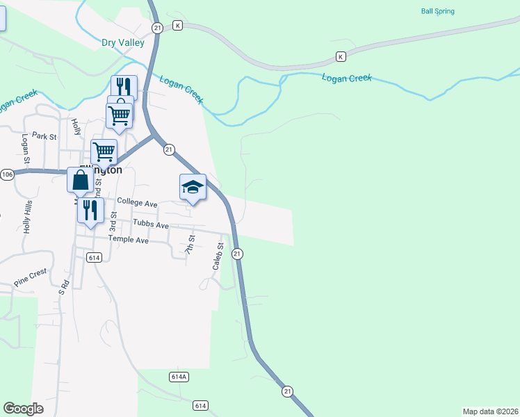 map of restaurants, bars, coffee shops, grocery stores, and more near in Ellington