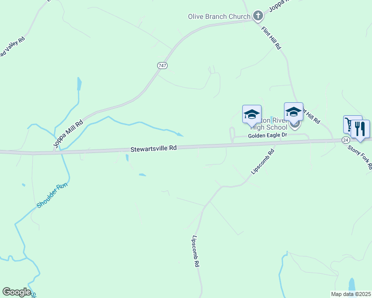 map of restaurants, bars, coffee shops, grocery stores, and more near 5474 Stewartsville Road in Moneta