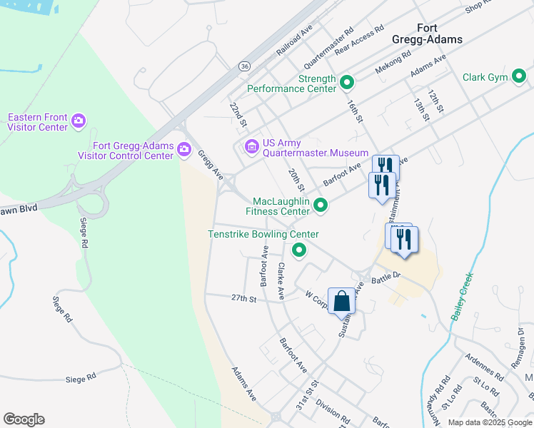 map of restaurants, bars, coffee shops, grocery stores, and more near Lee Avenue in Fort Lee