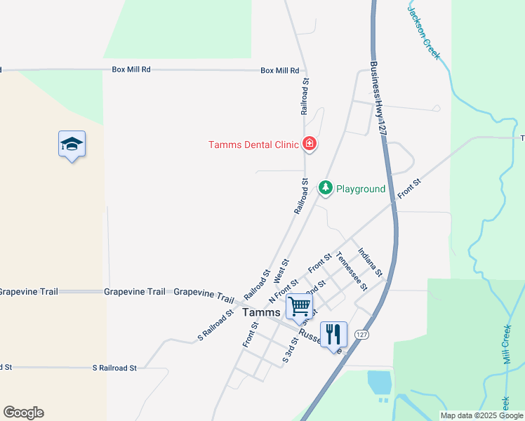 map of restaurants, bars, coffee shops, grocery stores, and more near in Unity