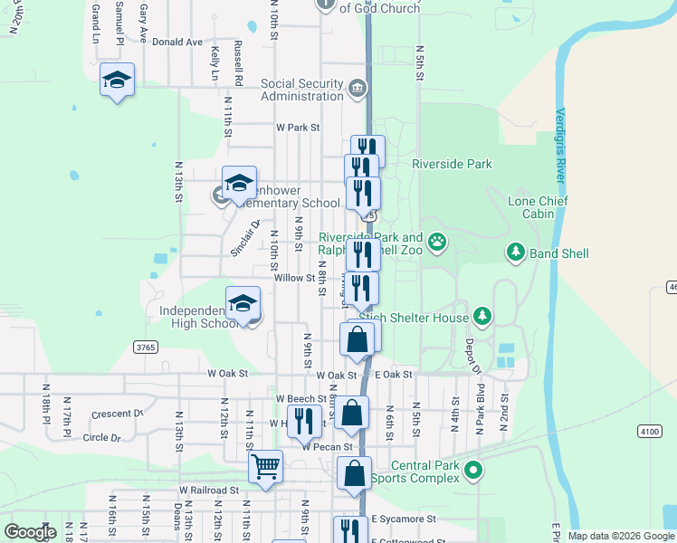 map of restaurants, bars, coffee shops, grocery stores, and more near 1601-1699 Irving St in Independence