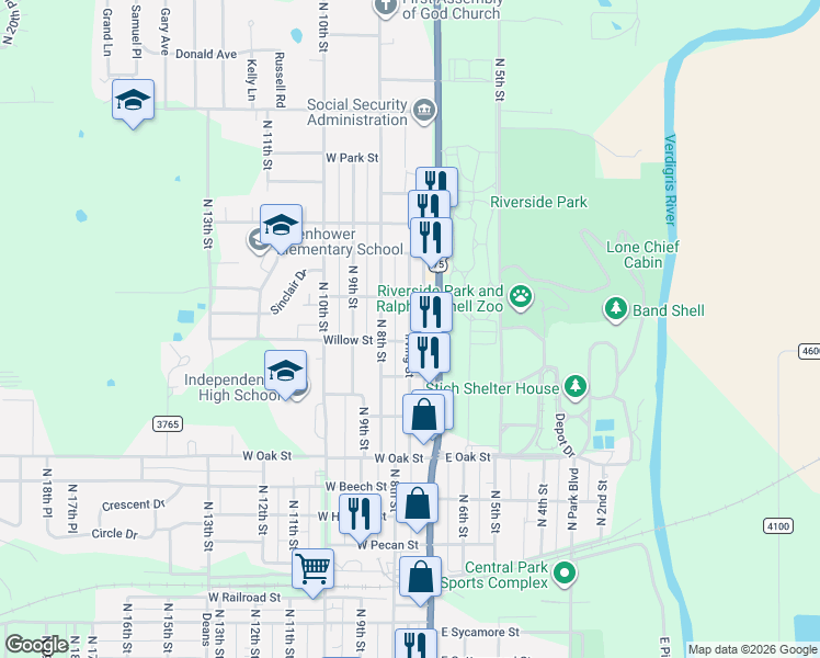 map of restaurants, bars, coffee shops, grocery stores, and more near 1699 Irving St in Independence