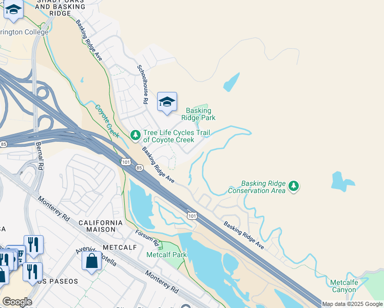 map of restaurants, bars, coffee shops, grocery stores, and more near 498 Esplanade Lane in San Jose