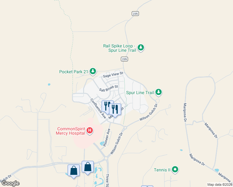 map of restaurants, bars, coffee shops, grocery stores, and more near 337 Clear Spring Avenue in Durango
