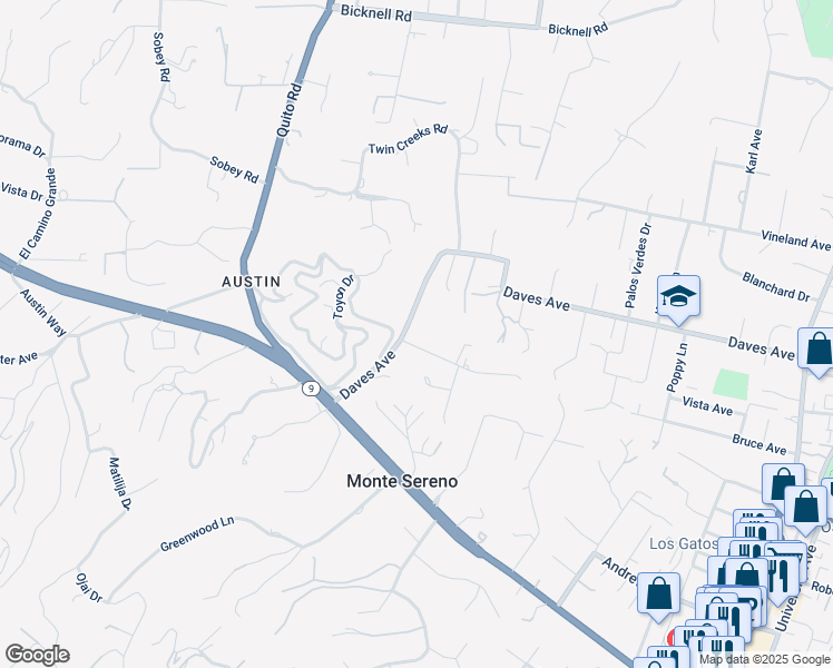 map of restaurants, bars, coffee shops, grocery stores, and more near 18305 Constitution Avenue in Monte Sereno
