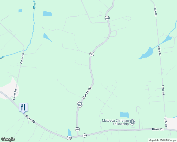 map of restaurants, bars, coffee shops, grocery stores, and more near 20114 Church Road in Petersburg