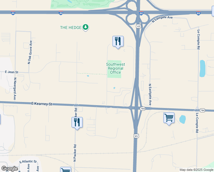 map of restaurants, bars, coffee shops, grocery stores, and more near 2630 North Mayfair Avenue in Springfield