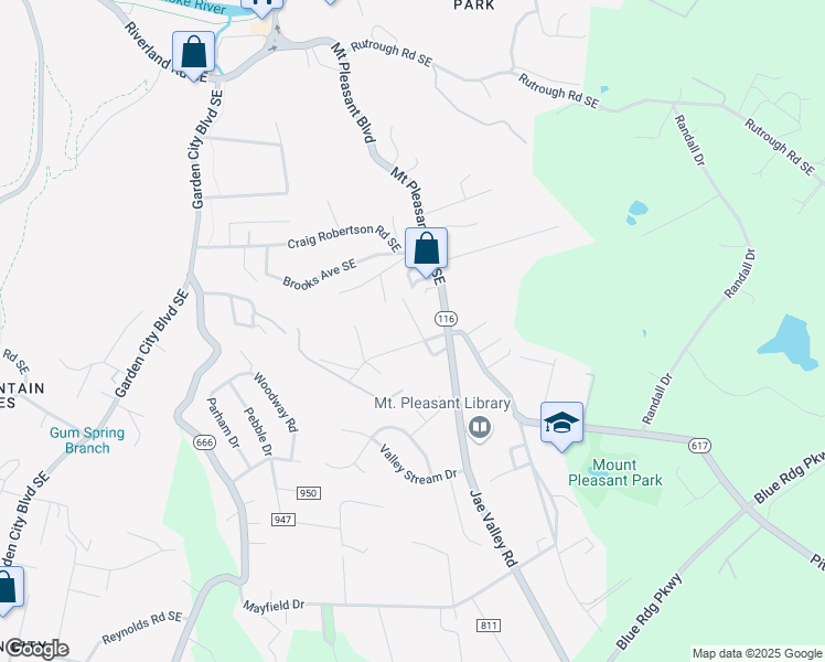 map of restaurants, bars, coffee shops, grocery stores, and more near 2776 Sunnyvale Street in Roanoke