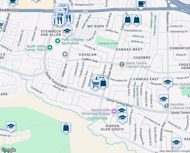 map of restaurants, bars, coffee shops, grocery stores, and more near 5902 Garces Avenue in San Jose