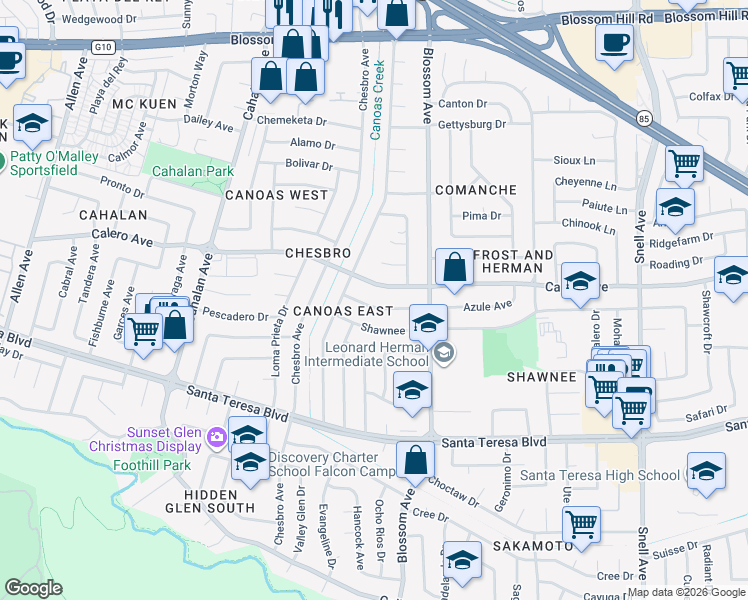 map of restaurants, bars, coffee shops, grocery stores, and more near 734 Calero Avenue in San Jose