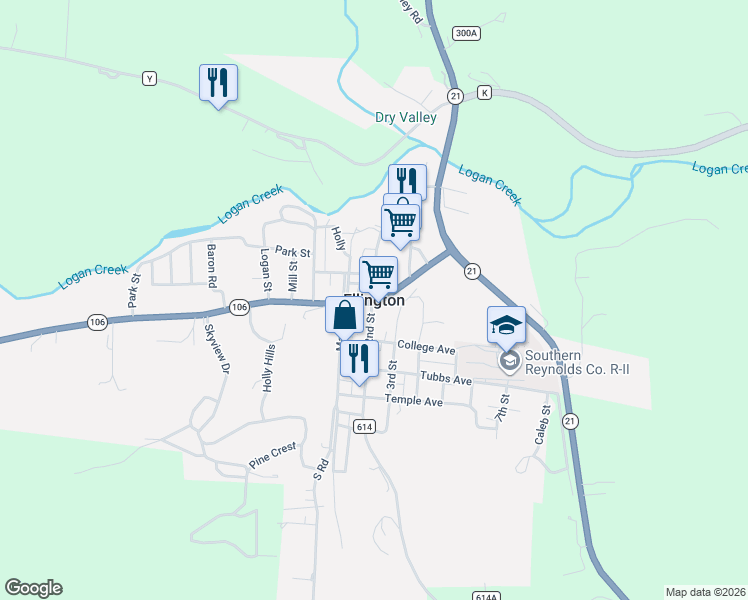 map of restaurants, bars, coffee shops, grocery stores, and more near in Ellington