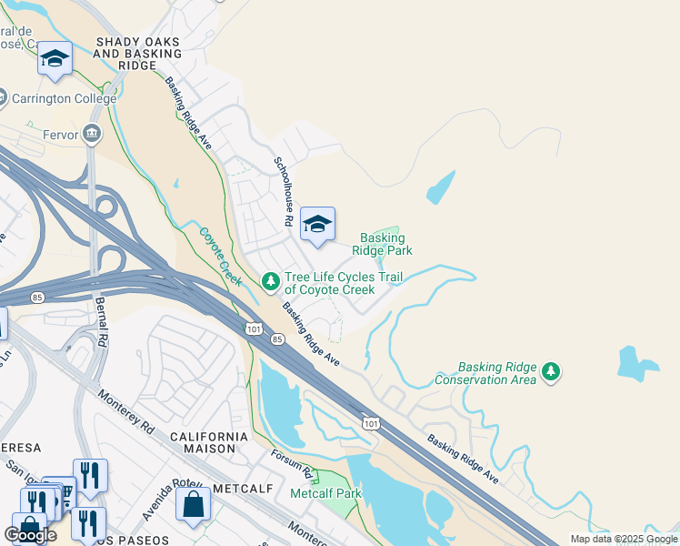 map of restaurants, bars, coffee shops, grocery stores, and more near 516 Chelsea Crossing in San Jose