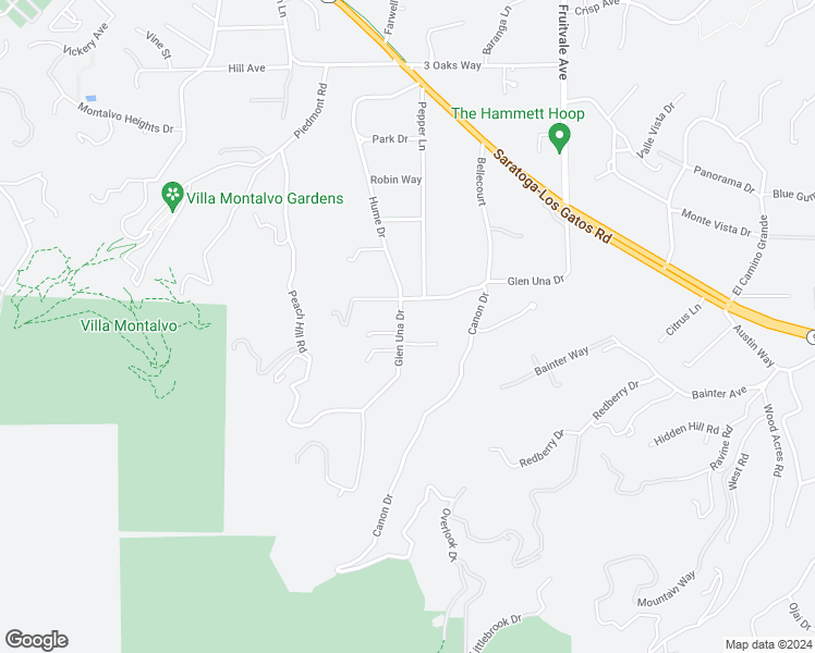 map of restaurants, bars, coffee shops, grocery stores, and more near 15550 Glen Una Drive in Los Gatos