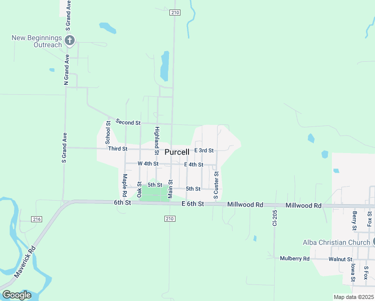 map of restaurants, bars, coffee shops, grocery stores, and more near 301 Quaker Street in Purcell