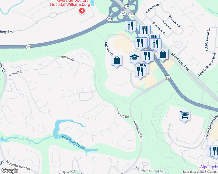 map of restaurants, bars, coffee shops, grocery stores, and more near in Williamsburg