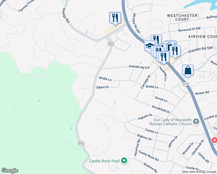 map of restaurants, bars, coffee shops, grocery stores, and more near in Cave Spring