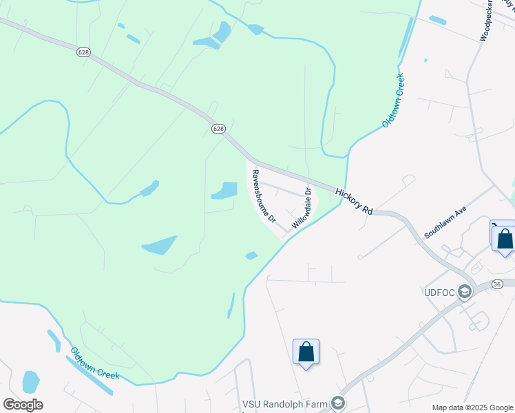 map of restaurants, bars, coffee shops, grocery stores, and more near 20508 Ravensbourne Drive in Petersburg