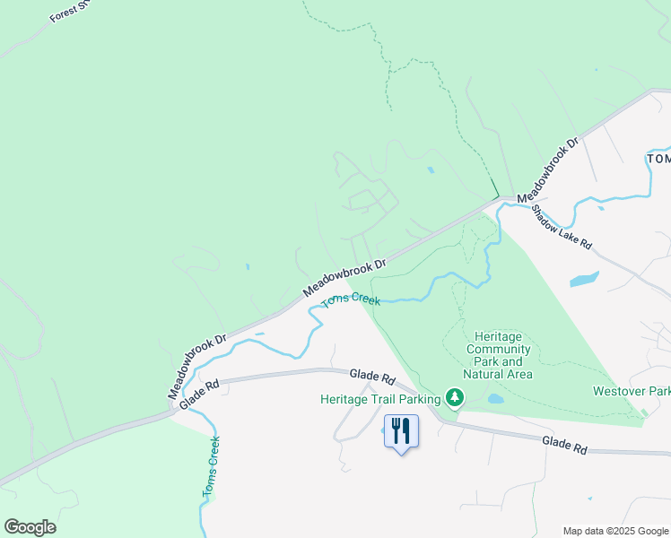 map of restaurants, bars, coffee shops, grocery stores, and more near 3112 Meadowbrook Drive in Blacksburg