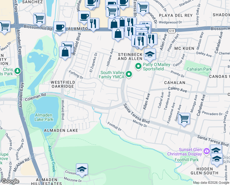 map of restaurants, bars, coffee shops, grocery stores, and more near 901 Hedlund Court in San Jose