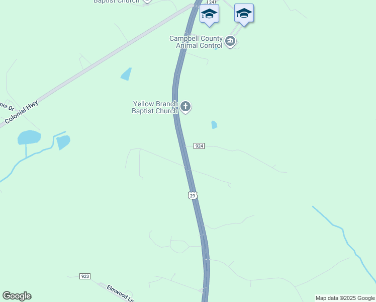 map of restaurants, bars, coffee shops, grocery stores, and more near 8219 Wards Road in Rustburg