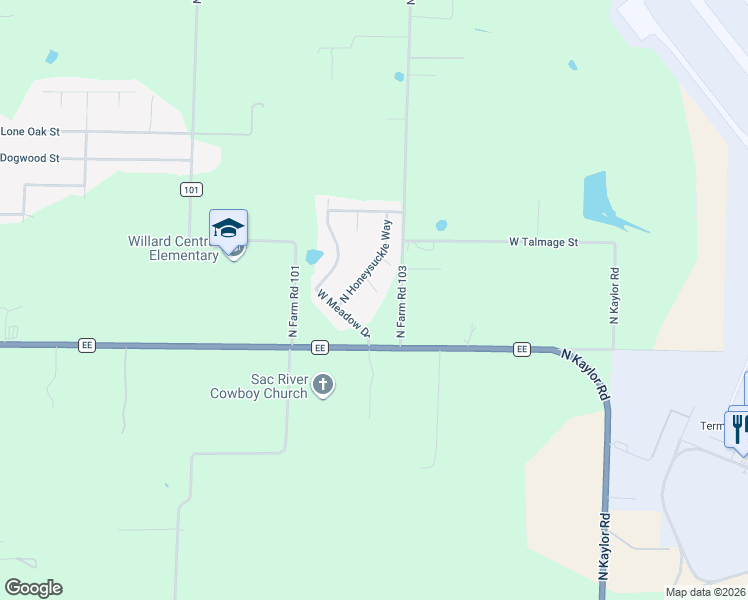 map of restaurants, bars, coffee shops, grocery stores, and more near 6338 West Dogwood Court in Springfield