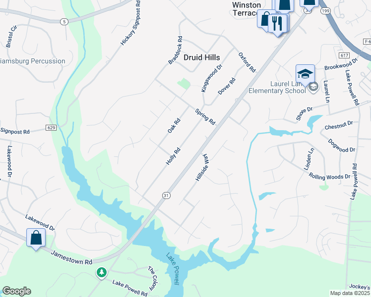 map of restaurants, bars, coffee shops, grocery stores, and more near 110 Holly Road in Williamsburg