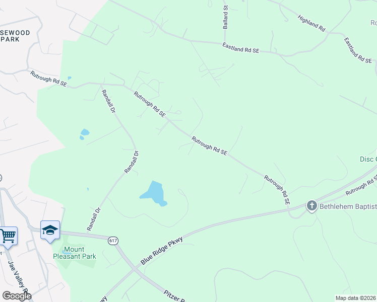 map of restaurants, bars, coffee shops, grocery stores, and more near 2655 Rutrough Rd in Roanoke