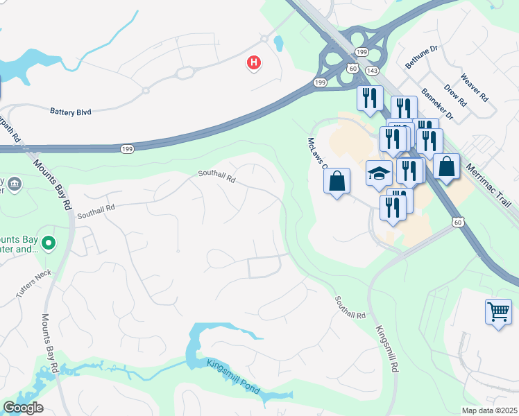 map of restaurants, bars, coffee shops, grocery stores, and more near 109 Barrett Place in Williamsburg