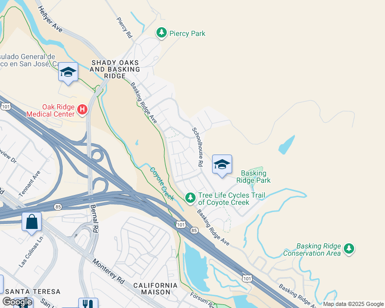 map of restaurants, bars, coffee shops, grocery stores, and more near 828 Monarch Lane in San Jose