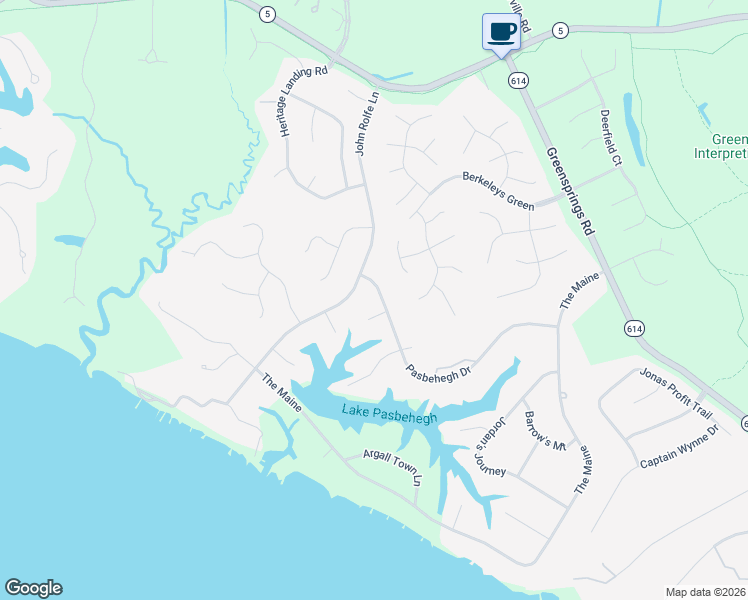 map of restaurants, bars, coffee shops, grocery stores, and more near 148 Pasbehegh Drive in Williamsburg