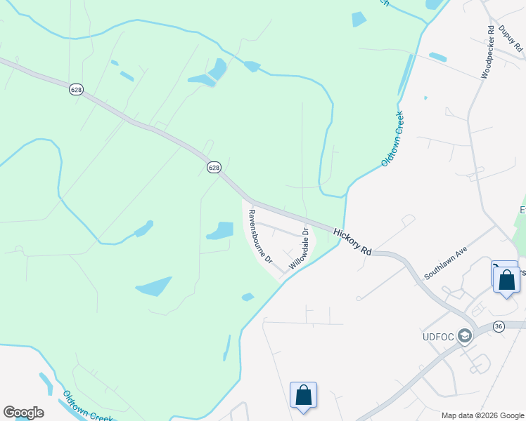 map of restaurants, bars, coffee shops, grocery stores, and more near 4613 Hickory Road in Petersburg