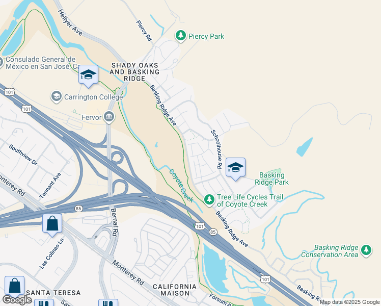map of restaurants, bars, coffee shops, grocery stores, and more near 924 Monarch Circle in San Jose