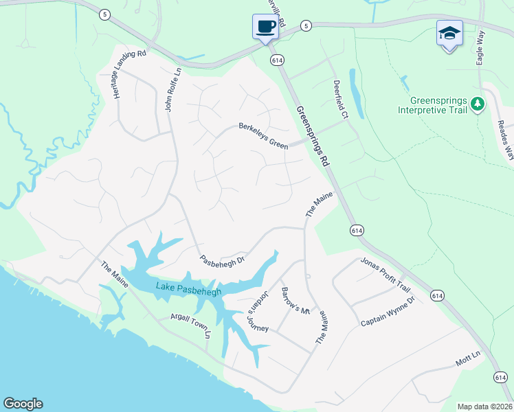 map of restaurants, bars, coffee shops, grocery stores, and more near 3452 Mallard Creek Run in Williamsburg