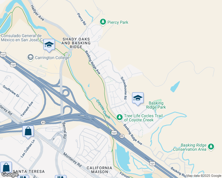 map of restaurants, bars, coffee shops, grocery stores, and more near 924 Monarch Circle in San Jose