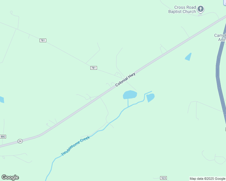 map of restaurants, bars, coffee shops, grocery stores, and more near 5418 Colonial Highway in Evington