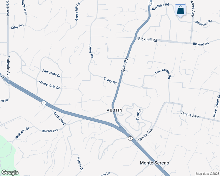 map of restaurants, bars, coffee shops, grocery stores, and more near 15283 Sobey Road in Saratoga