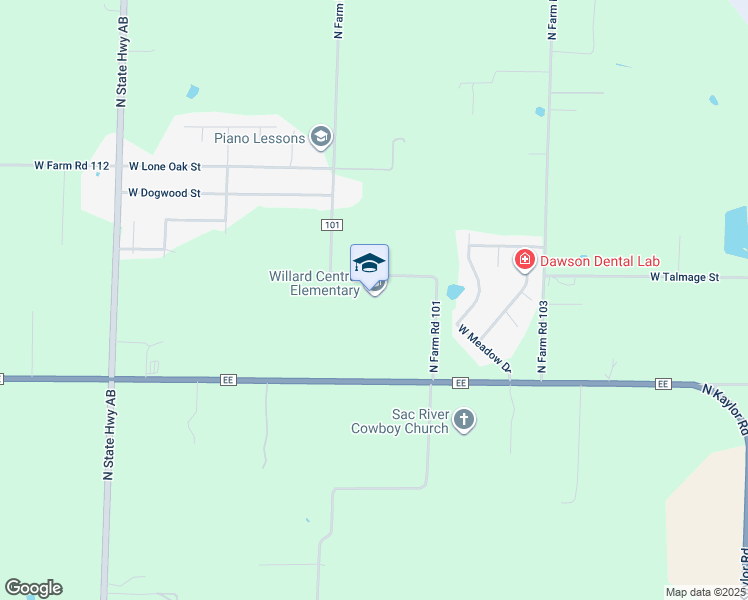 map of restaurants, bars, coffee shops, grocery stores, and more near 2625 North Farm Road 101 in Springfield