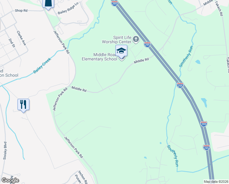 map of restaurants, bars, coffee shops, grocery stores, and more near 5301 Middle Road in Prince George