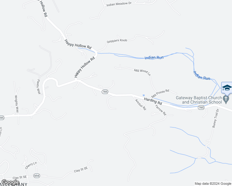map of restaurants, bars, coffee shops, grocery stores, and more near 1836 Harding Road in Blacksburg
